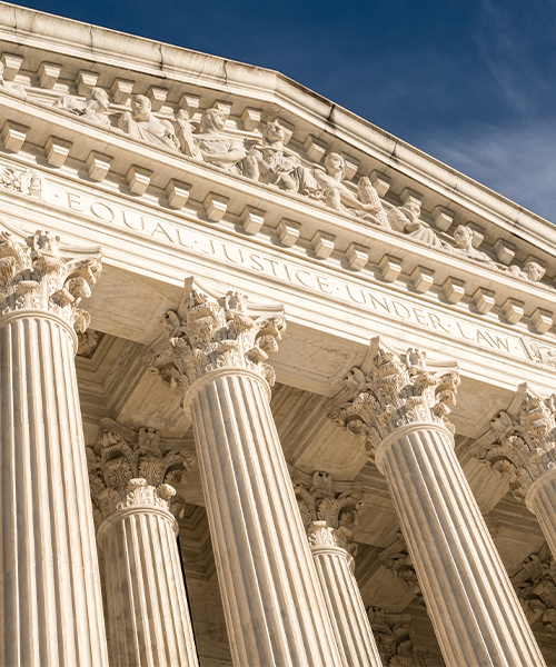 Photograph of the front entrance of the United States Supreme Court